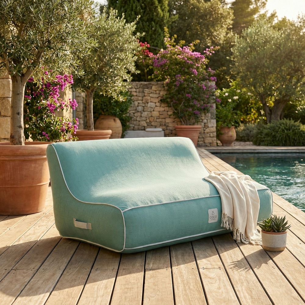 Canapé de jardin gonflable alizé collection soge - vert d'eau