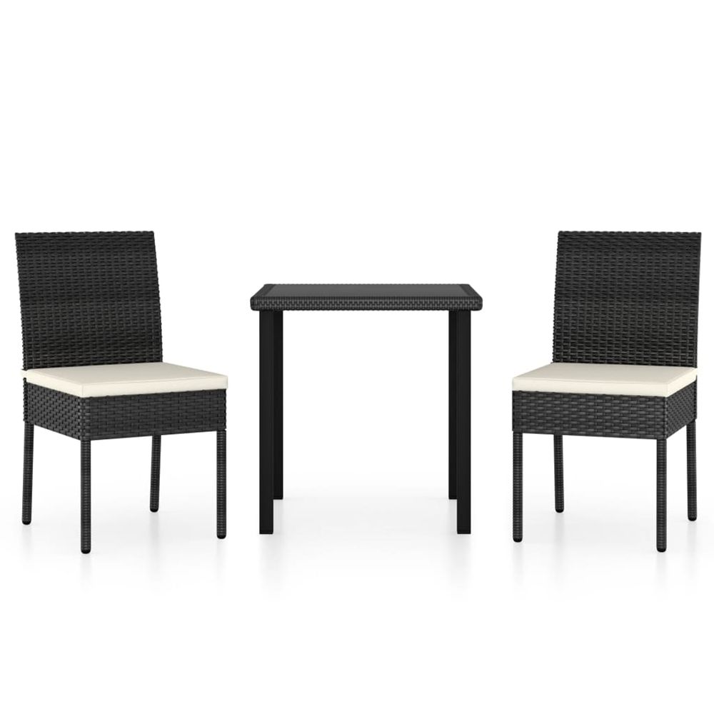 Ensemble à manger de jardin 3 pcs résine tressée noir