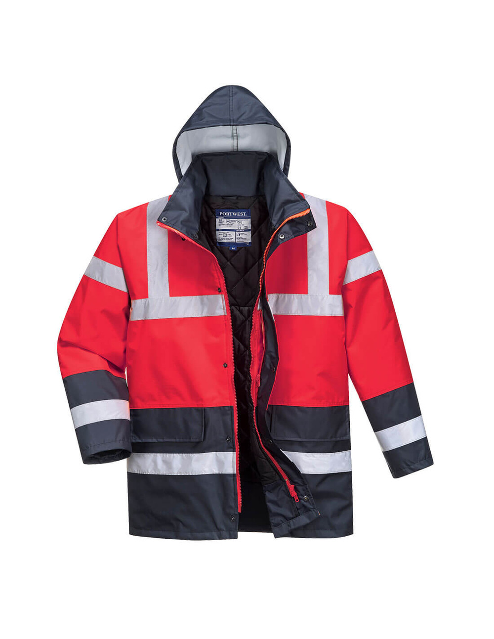 Parka bicolore traffic couleur : rouge/marine taille xxxl - portwest