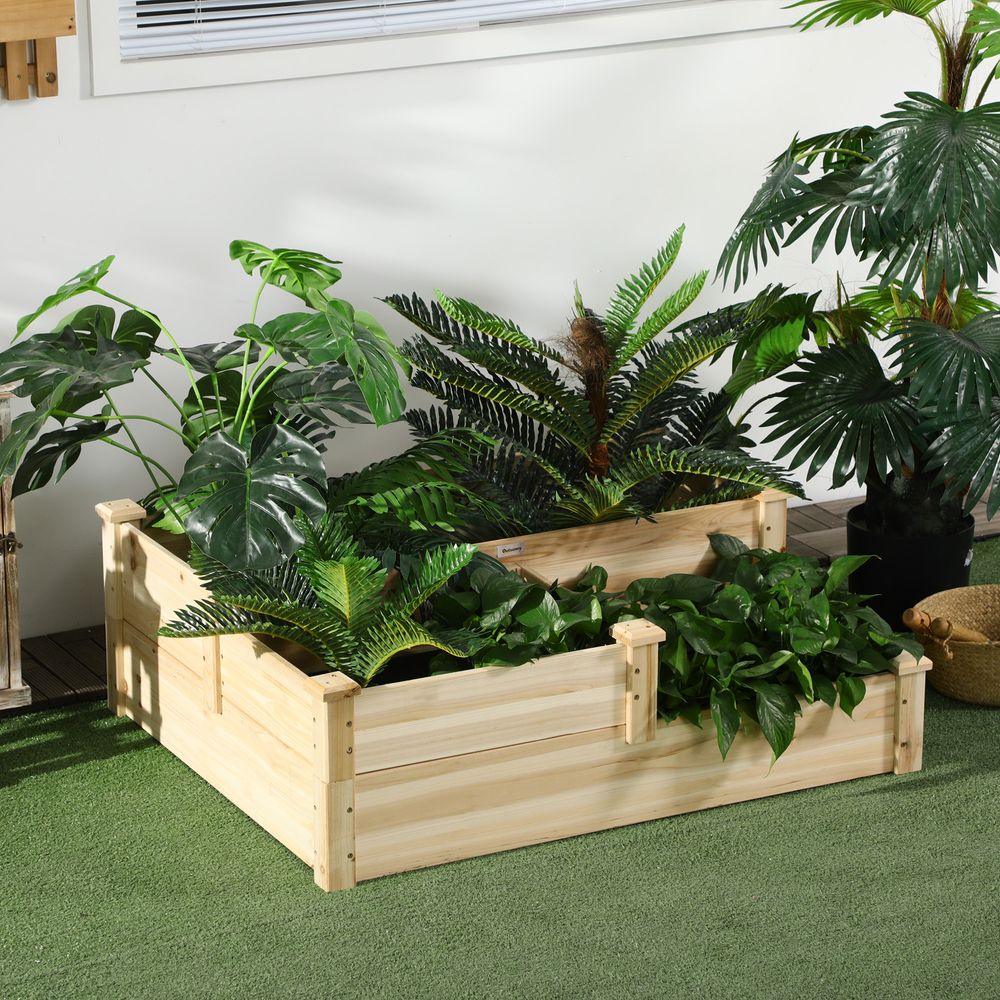 Carré potager escalier bois sapin 3 niveaux jardin balcon 108x88cm naturel