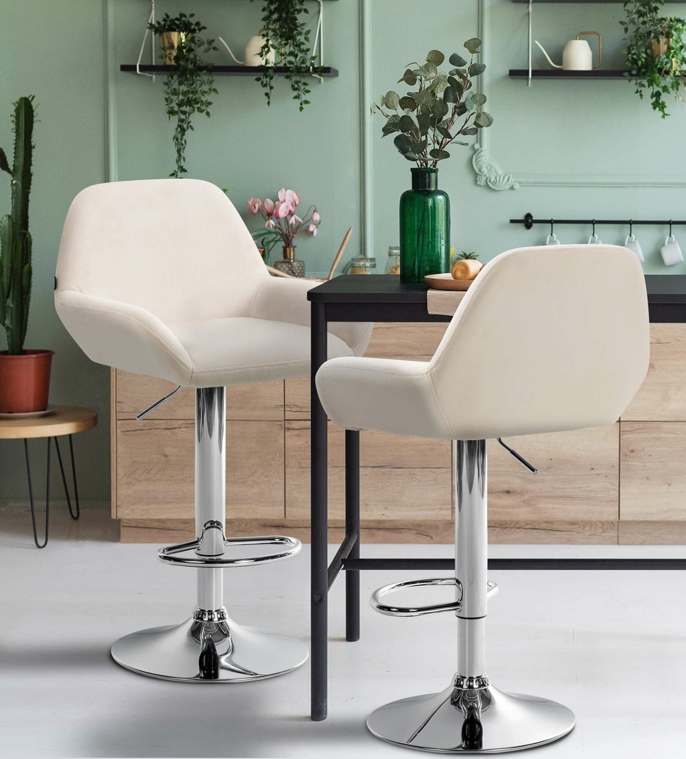 Tabouret de bar braga velours chromé