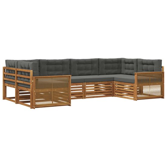 Ensemble de canapés d'extérieur 6 pc naturel et anthracite