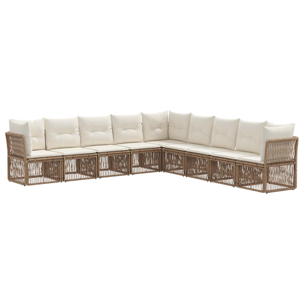 Ensemble de canapé de jardin 9 pcs beige polyrotin