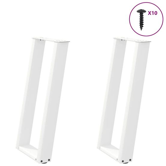 Pieds de table console en u, 2 pièces, blanc, 28 x (72-73) cm, acier