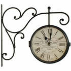 Horloge de gare ancienne double face la beaujolaise 24cm - fer forgé - blanc