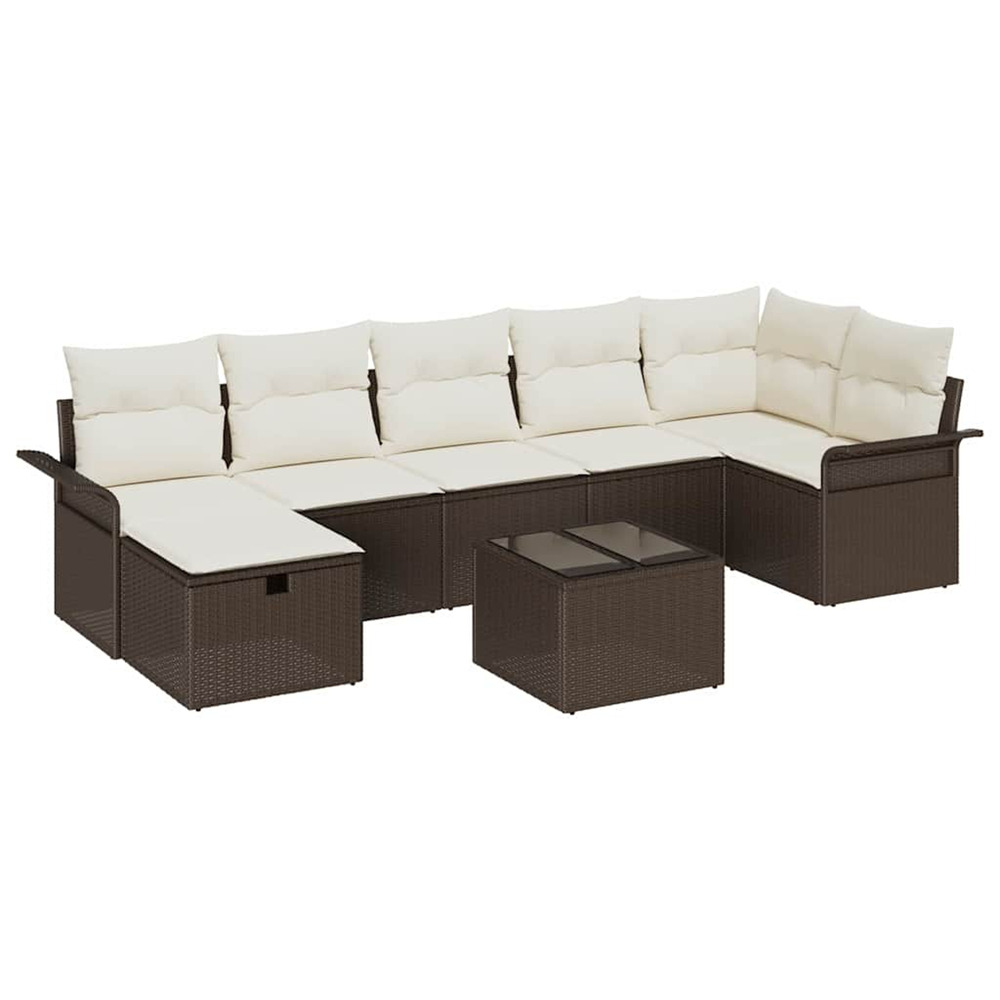 Ensemble de canapé de jardin 8 pcs marron poly rotin