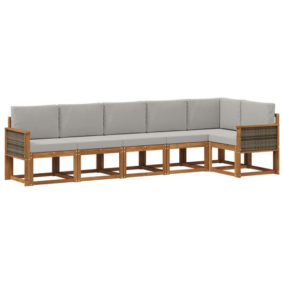 Ensemble de canapés d'extérieur 6 pc naturel et gris clair