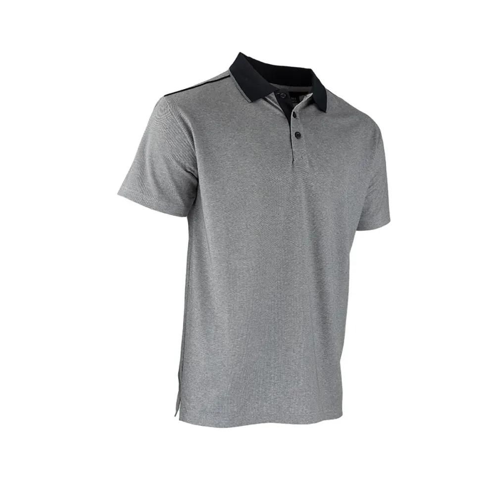 Polo homme lma® gris chiné - manches courtes - col chemise