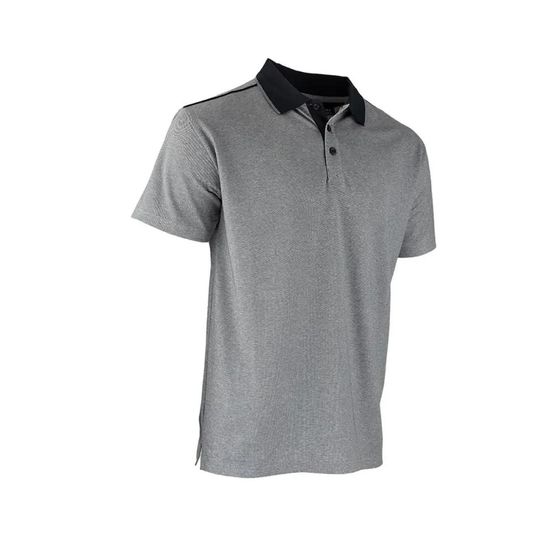 Polo homme lma® gris chiné - manches courtes - col chemise