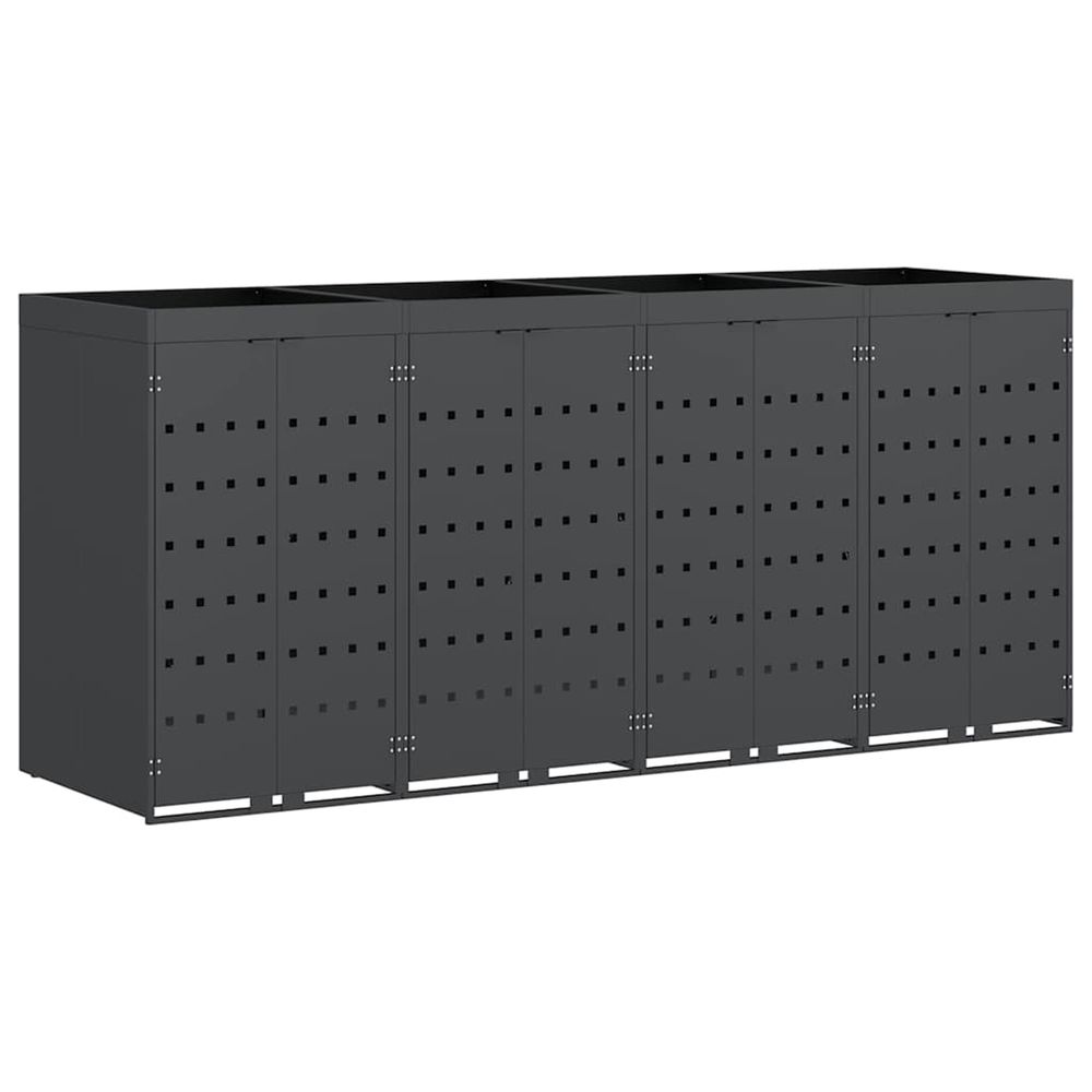 Rangement de poubelle à roulettes pour 4 poubelles anthracite