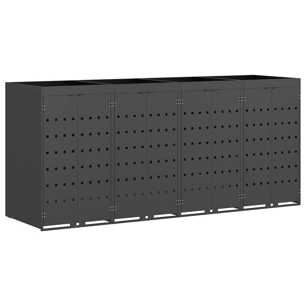 Rangement de poubelle à roulettes pour 4 poubelles anthracite