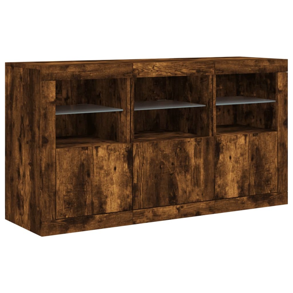 Buffet bahut commode armoire meuble de rangement organisateur cuisine salle de séjour salon avec lumières led 123 x 37 x 67 c