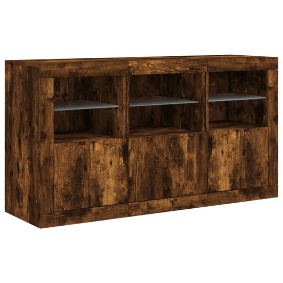 Buffet bahut commode armoire meuble de rangement organisateur cuisine salle de séjour salon avec lumières led 123 x 37 x 67 c