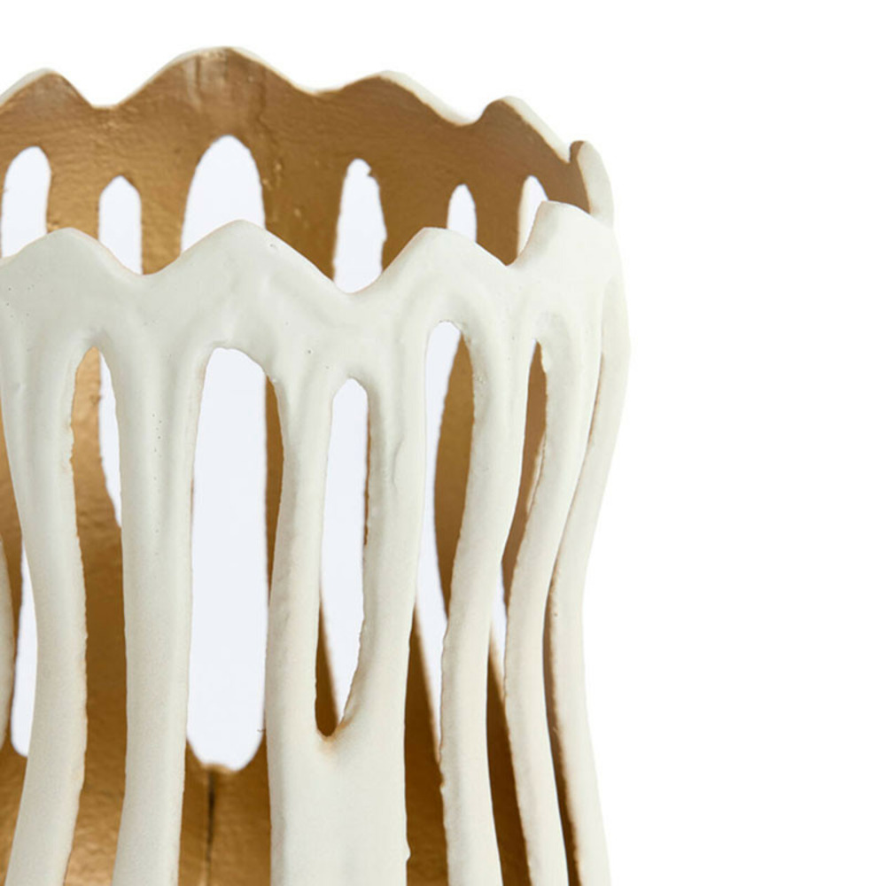 Petit bougeoir tivoli métal blanc doré 9x9x10cm