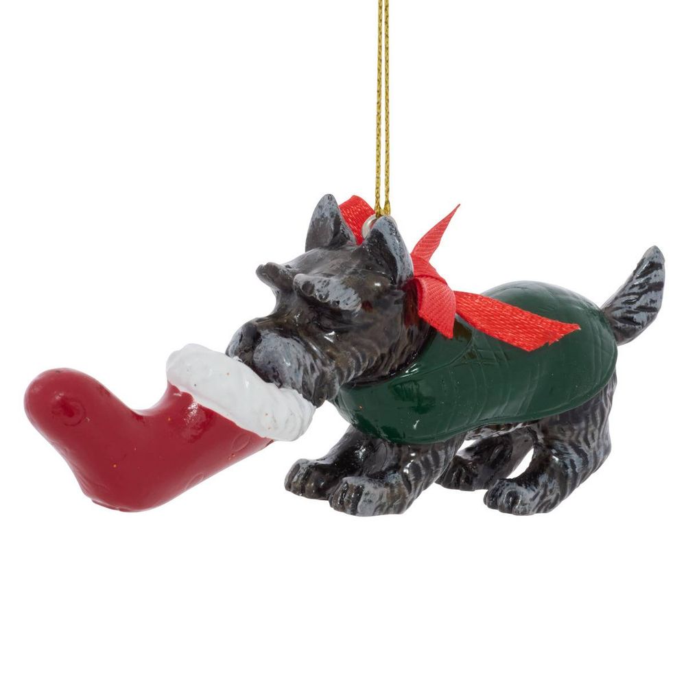 Suspension de sapin chien en résine avec manteau 4,5 cm