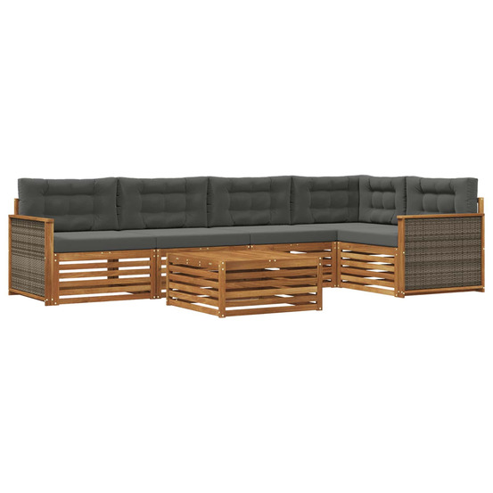 Ensemble de canapés d'extérieur 6 pcs naturel et anthracite