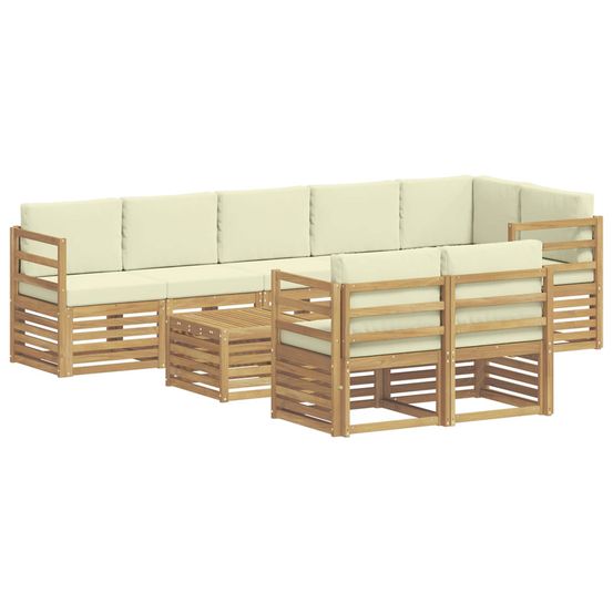 Ensemble de canapés d'extérieur 9 pc blanc et crème polyester