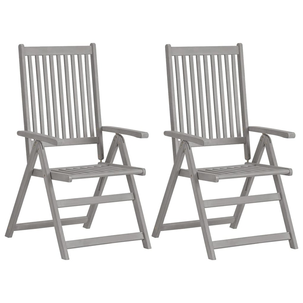 Chaises inclinables de jardin lot de 2 et coussins bois acacia