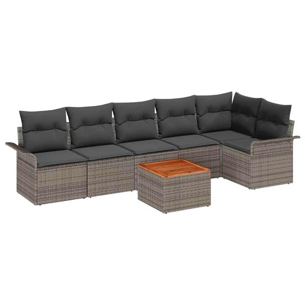 Ensemble de canapé de jardin 7 pc gris polyrotin