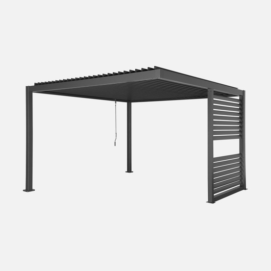 Pergola bioclimatique aluminium et acier lames orientables avec persienne intégrée 3,5x3,5m palace