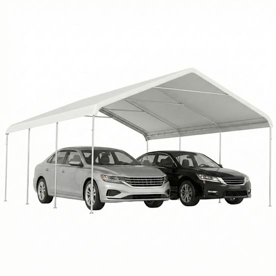 Abri de voiture tubulaire acier galvanisé tente garage 5x6 m anti-uv crème - comfortxl outdoor living