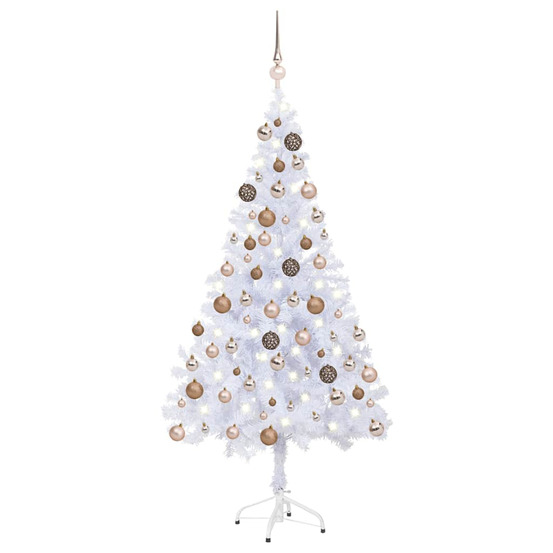 Arbre de noël artificiel pré-éclairé/boules 150 cm 380 branches