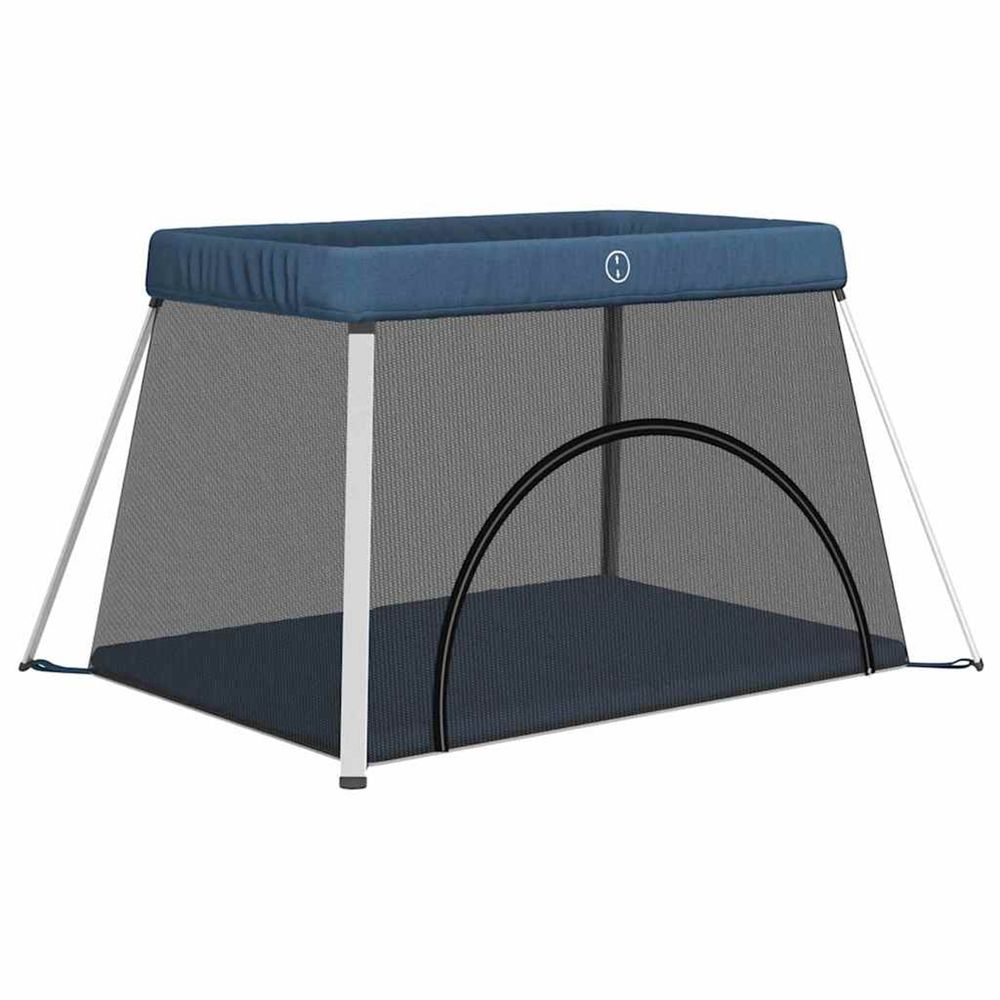 Parc pour bébé avec matelas bleu marine tissu de lin
