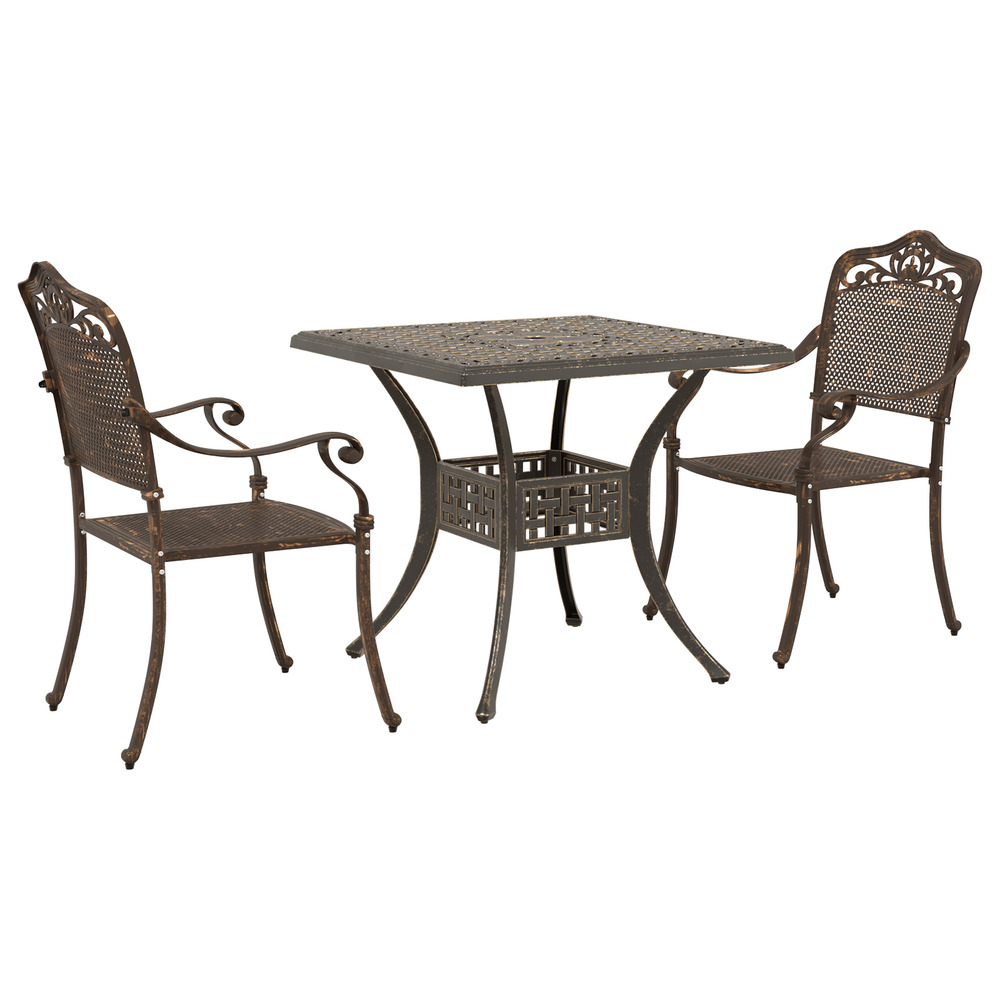 Ensemble de jardin 3 pièces de bistro en aluminium bronze