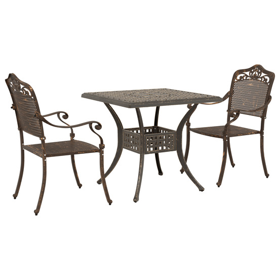 Ensemble de jardin 3 pièces de bistro en aluminium bronze