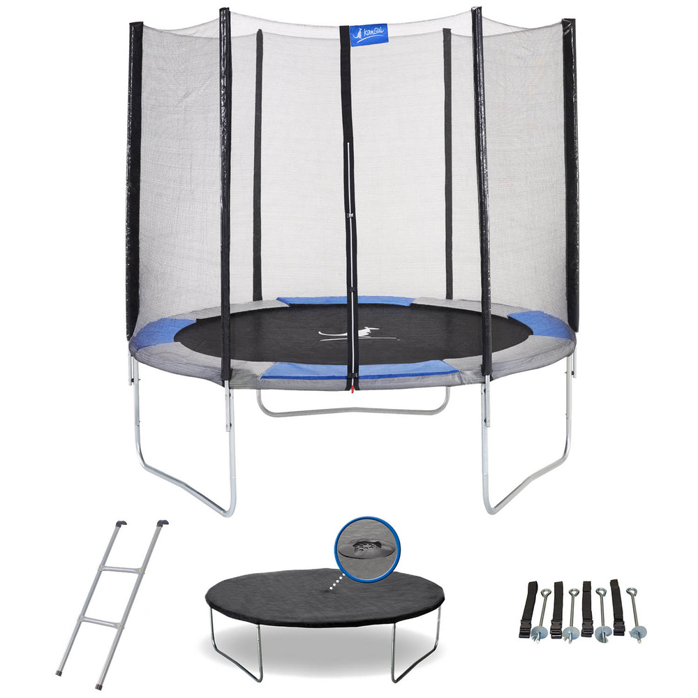 Trampoline rond ø250cm avec filet, échelle, bâche et kit ancrage - ralli 250