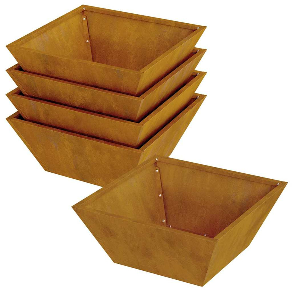 Cache-pot de jardin 5 pcs rouillé 40 x 40 x 15 cm acier corten