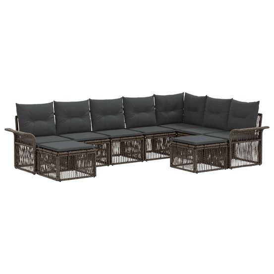 Ensemble de canapé de jardin 9 pc gris et gris foncé polyrotin