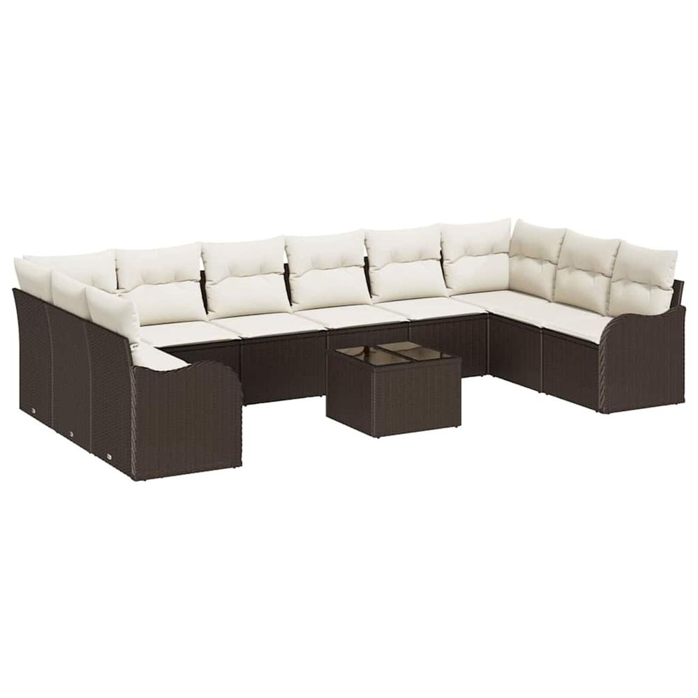 Ensemble de canapé de jardin 11 pc marron et blanc polyrotin