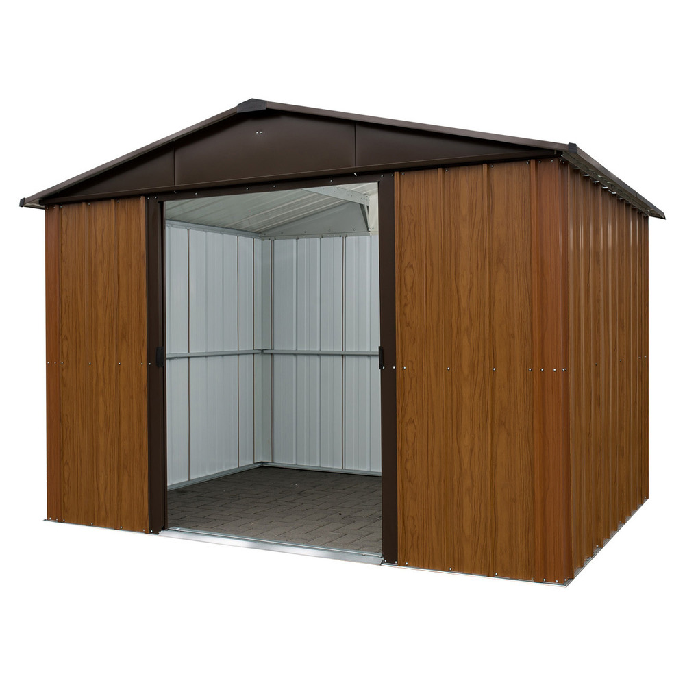 Abri de jardin métal 7,18m² - marron aspect bois - 108wgy