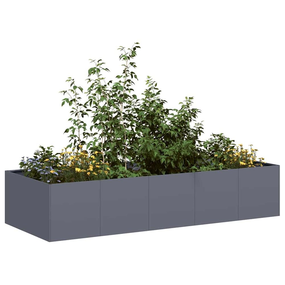 Potager surélevé acier rectangulaire pour jardin anthracite 200x80x40 cm