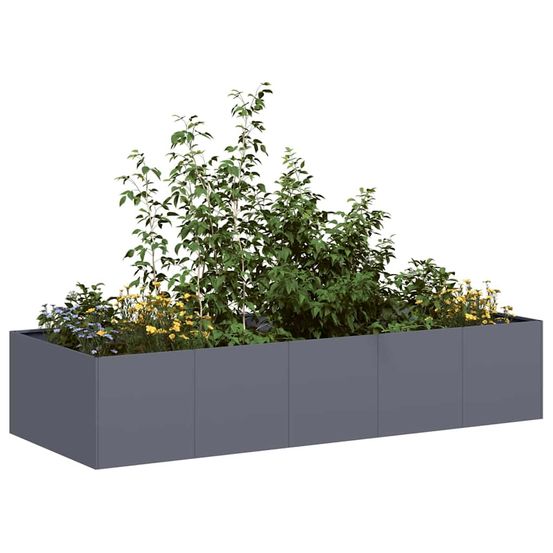 Potager surélevé acier rectangulaire pour jardin anthracite 200x80x40 cm