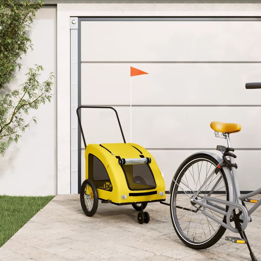 Remorque vélo chien 45kg en acier pour voyages et loisirs jaune
