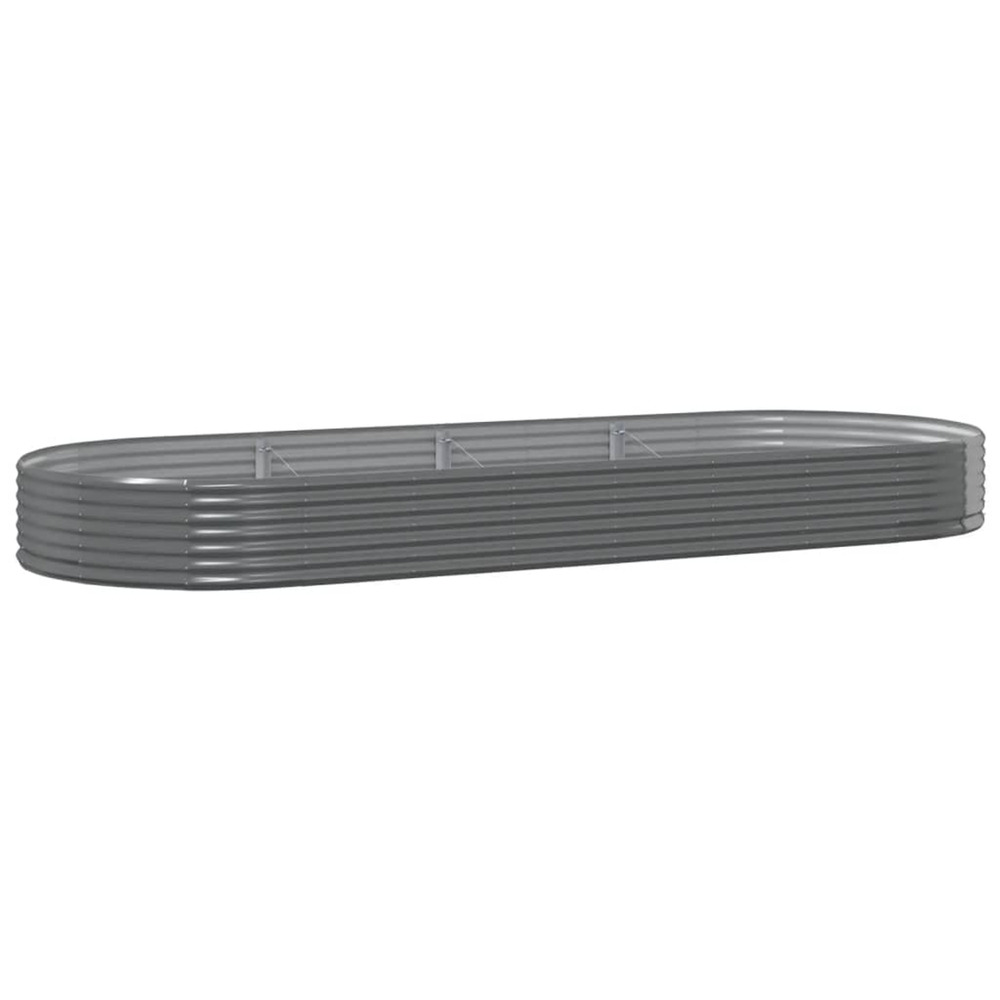 Lit surélevé de jardin acier galvanisé 373x140x36cm gris