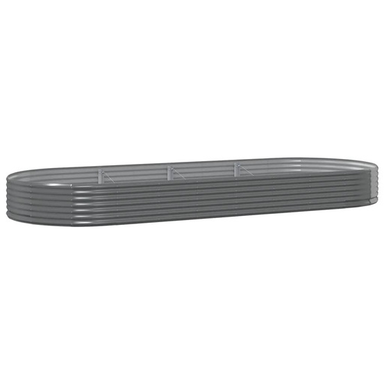 Lit surélevé de jardin acier galvanisé 373x140x36cm gris