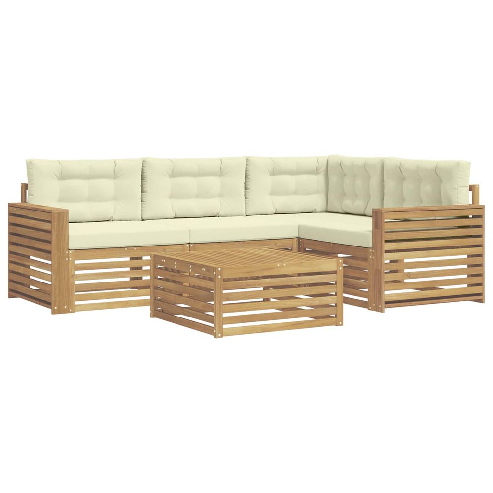 Ensemble de canapés d'extérieur 5 pc blanc et crème polyester