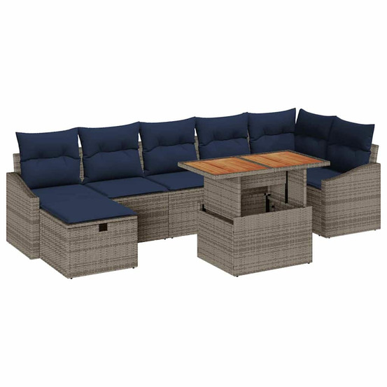 Ensemble de canapé de jardin 8 pcs gris polyrotin