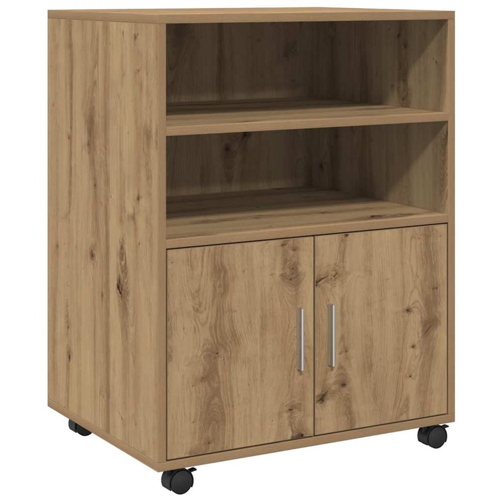 Armoire à roulettes chêne artisanal 60x48x81 cm bois ingénierie