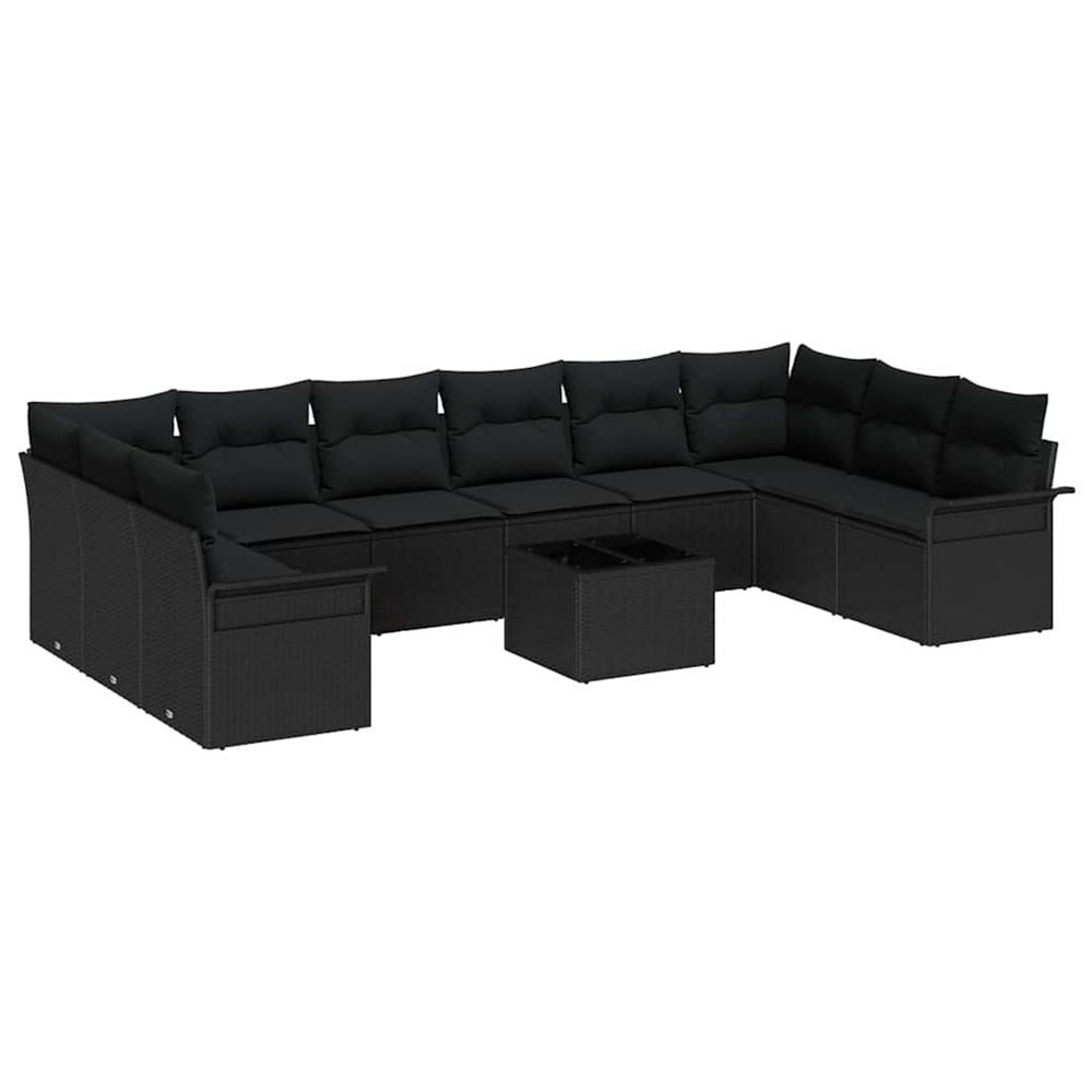 Ensemble de canapé de jardin 11 pc beige polyrotin