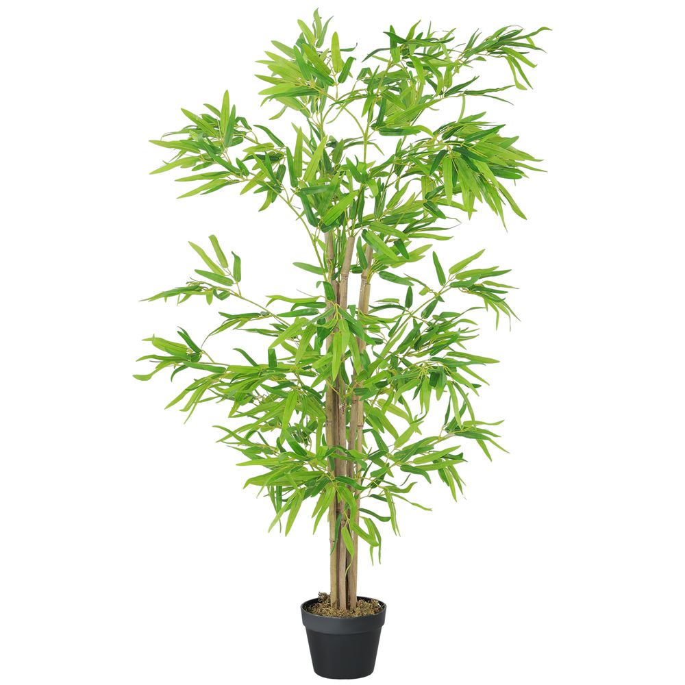 Bambou artificiel réaliste plastique intérieur extérieur pot inclus 150cm vert