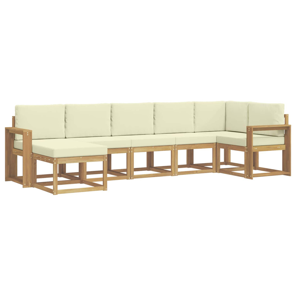 Ensemble de canapés d'extérieur 7 pcs blanc et crème polyester