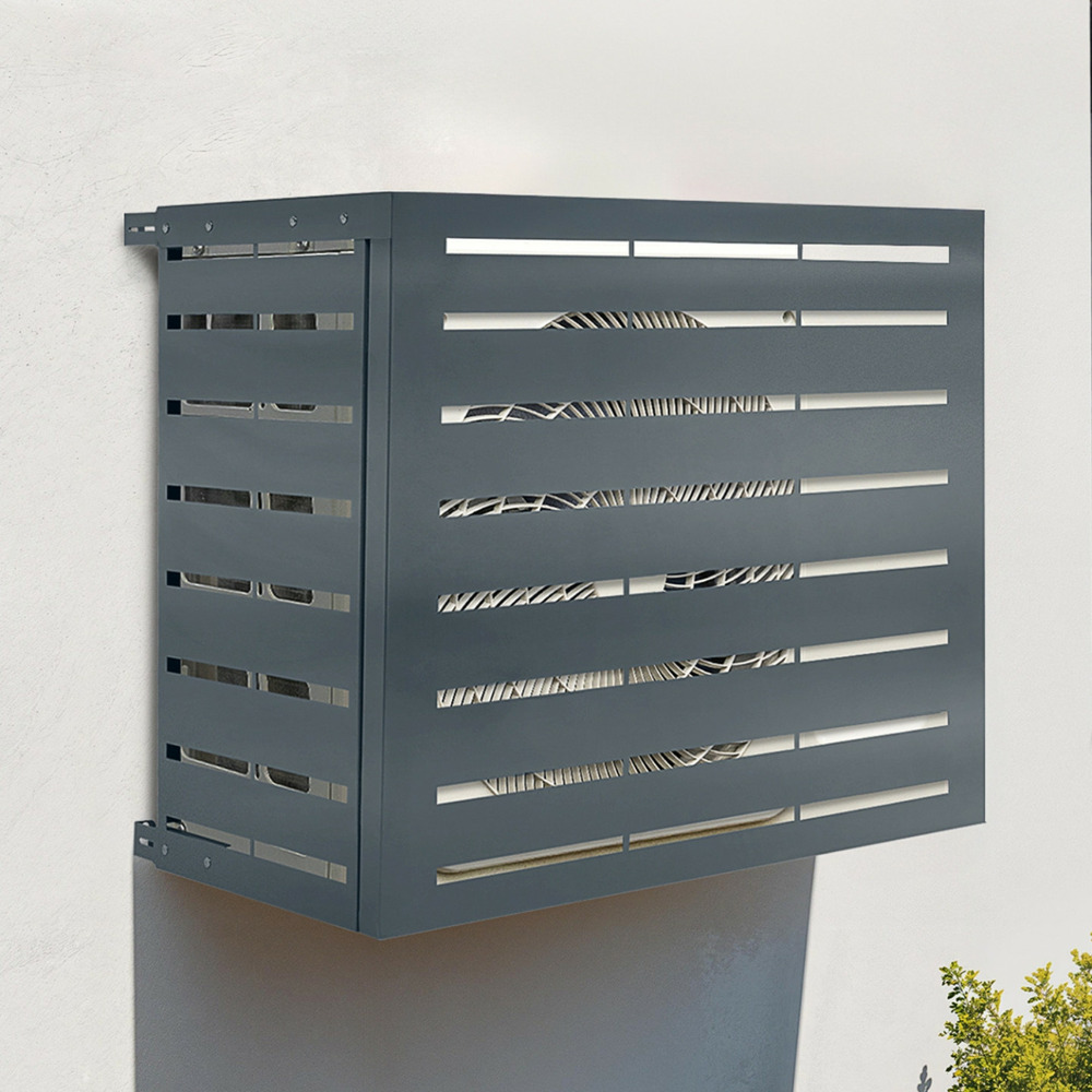 Cache climatiseur métal gris anthracite protection unité extérieur 95 x 48 x 80 cm