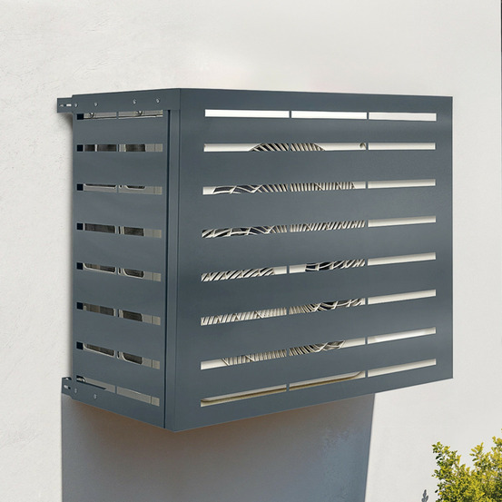 Cache climatiseur métal gris anthracite protection unité extérieur 95 x 48 x 80 cm
