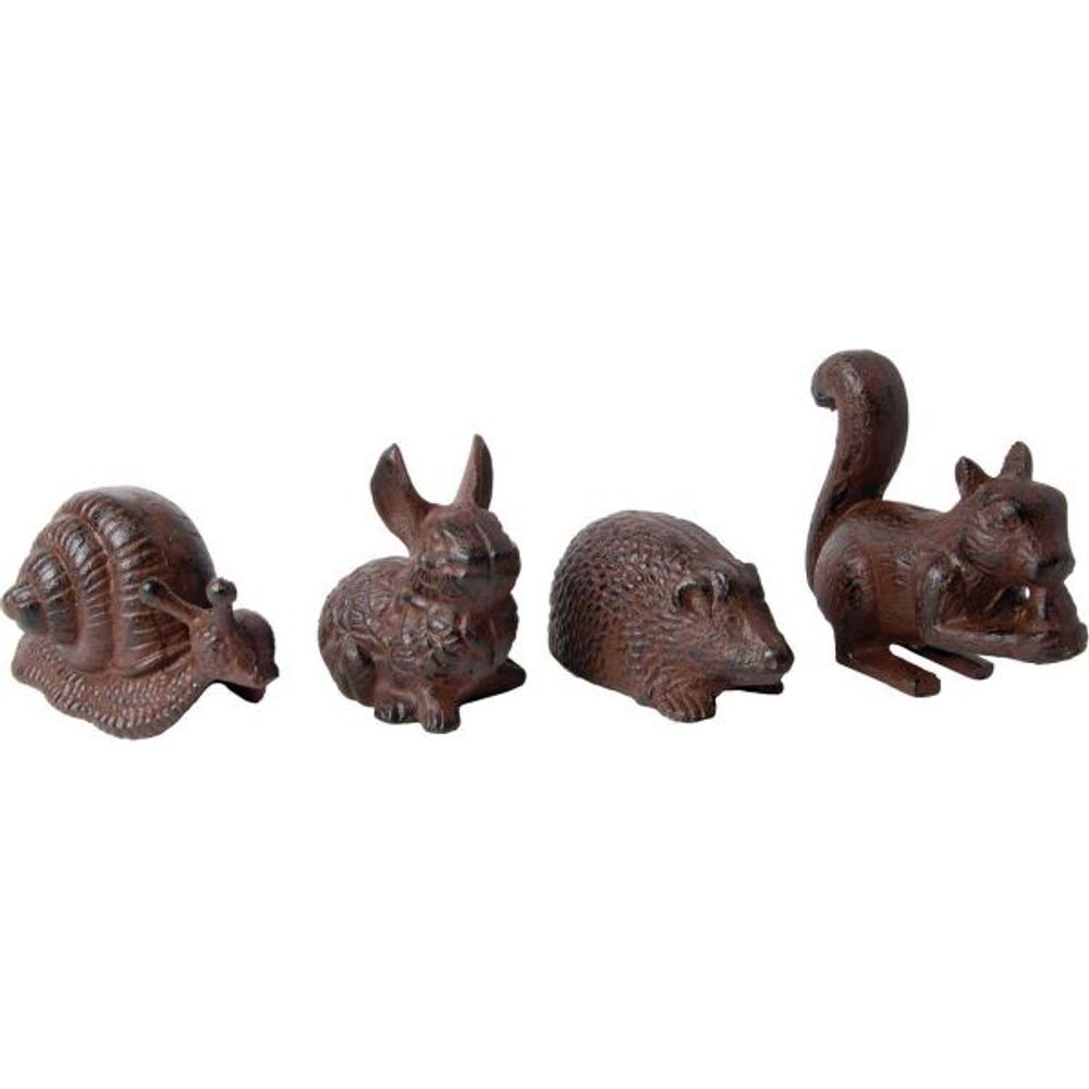 Animaux du jardin en fonte (lot de 4) s - 14,6 × 6,5 × 17,3 cm