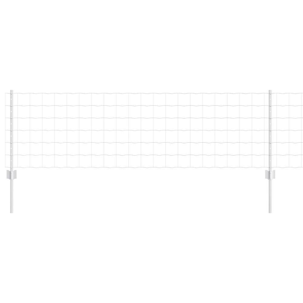 Clôture avec poteau argenté 0,6 x 25 m acier