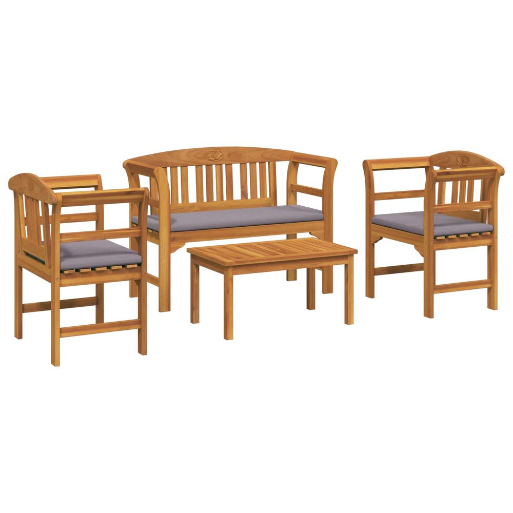 Ensemble de salon rose de jardin 4 pc bois d'acacia massif